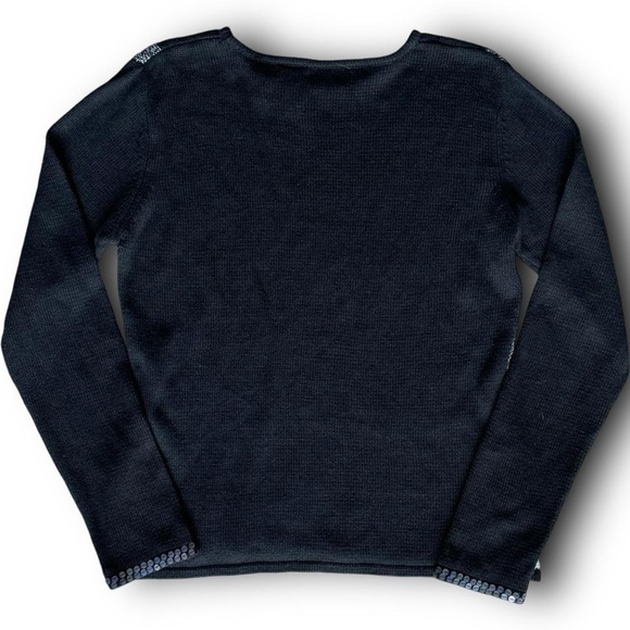 Vtg Embellished Sequin Sweatshirt Long Sleeve Crew Neck Patchwork Knit Sweater - Picture 5 of 6